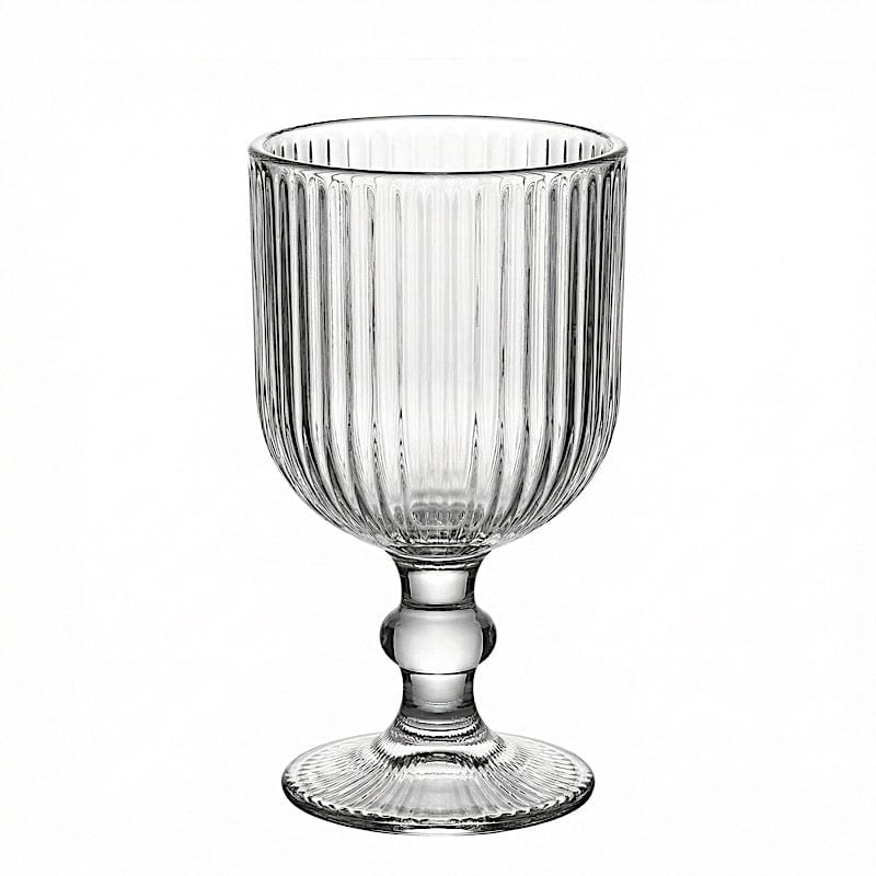 6 Vintage 13 oz Ribbed Wine Glasses Goblets with Ball Stem Accent GLAS_CUWN010_13_CLR