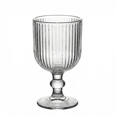 6 Vintage 13 oz Ribbed Wine Glasses Goblets with Ball Stem Accent GLAS_CUWN010_13_CLR