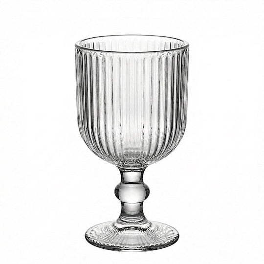 6 Vintage 13 oz Ribbed Wine Glasses Goblets with Ball Stem Accent GLAS_CUWN010_13_CLR