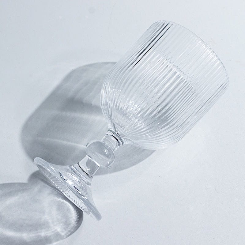 6 Vintage 13 oz Ribbed Wine Glasses Goblets with Ball Stem Accent GLAS_CUWN010_13_CLR