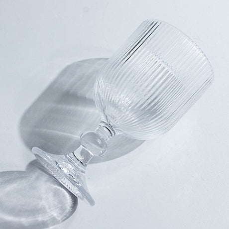 6 Vintage 13 oz Ribbed Wine Glasses Goblets with Ball Stem Accent GLAS_CUWN010_13_CLR