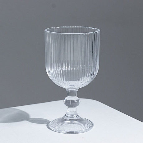 6 Vintage 13 oz Ribbed Wine Glasses Goblets with Ball Stem Accent GLAS_CUWN010_13_CLR