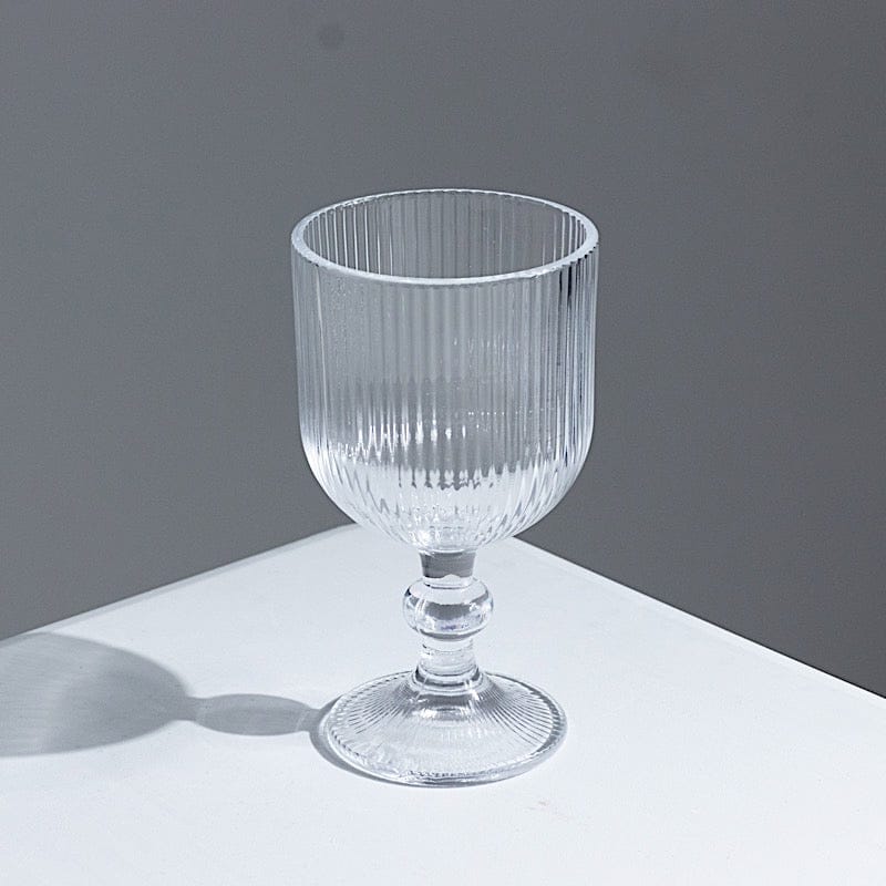 6 Vintage 13 oz Ribbed Wine Glasses Goblets with Ball Stem Accent GLAS_CUWN010_13_CLR