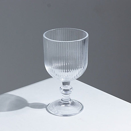 6 Vintage 13 oz Ribbed Wine Glasses Goblets with Ball Stem Accent GLAS_CUWN010_13_CLR