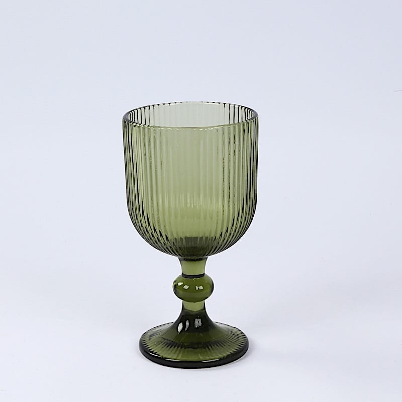 6 Vintage 13 oz Ribbed Wine Glasses Goblets with Ball Stem Accent GLAS_CUWN010_13_DSG