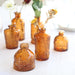 6 Vintage Embossed Glass Bud Vases - Amber Gold VASE_RND_008_SET_GOLD