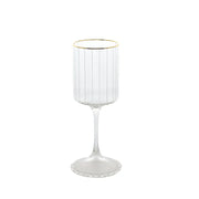 6 Vintage Goblet Wine Glasses 10oz Ribbed Design with with Gold Rim - Clear GLAS_CUWN007_10_CLGD