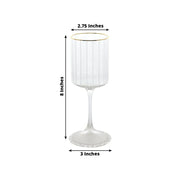 6 Vintage Goblet Wine Glasses 10oz Ribbed Design with with Gold Rim - Clear GLAS_CUWN007_10_CLGD