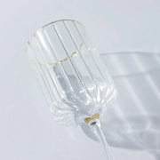 6 Vintage Goblet Wine Glasses 10oz Ribbed Design with with Gold Rim - Clear GLAS_CUWN007_10_CLGD