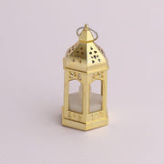 6 Vintage Mini Lantern with Flickering LED Tealight Candles - Gold LED_CAND_TL007_CLR