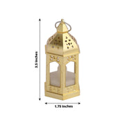 6 Vintage Mini Lantern with Flickering LED Tealight Candles - Gold LED_CAND_TL007_CLR