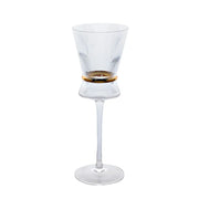 6 Wine Glasses 9oz Ribbed Design with Gold Ring Accent - Clear GLAS_CUWN006_10_CLGD
