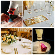 6 Wine Glasses 9oz Ribbed Design with Gold Ring Accent - Clear GLAS_CUWN006_10_CLGD