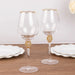 6 Wine Goblet Glasses 16oz Gold Rimmed Design with Rhinestone Studded Stem - Clear GLAS_CUWN004_CLGD