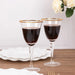 6 Wine Goblet Glasses 9oz Rimmed Design with Long Beaded Stem - Clear and Gold GLAS_CUWN002_8_CLGD