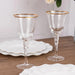 6 Wine Goblet Glasses 9oz Rimmed Design with Long Beaded Stem - Clear and Gold GLAS_CUWN002_8_CLGD