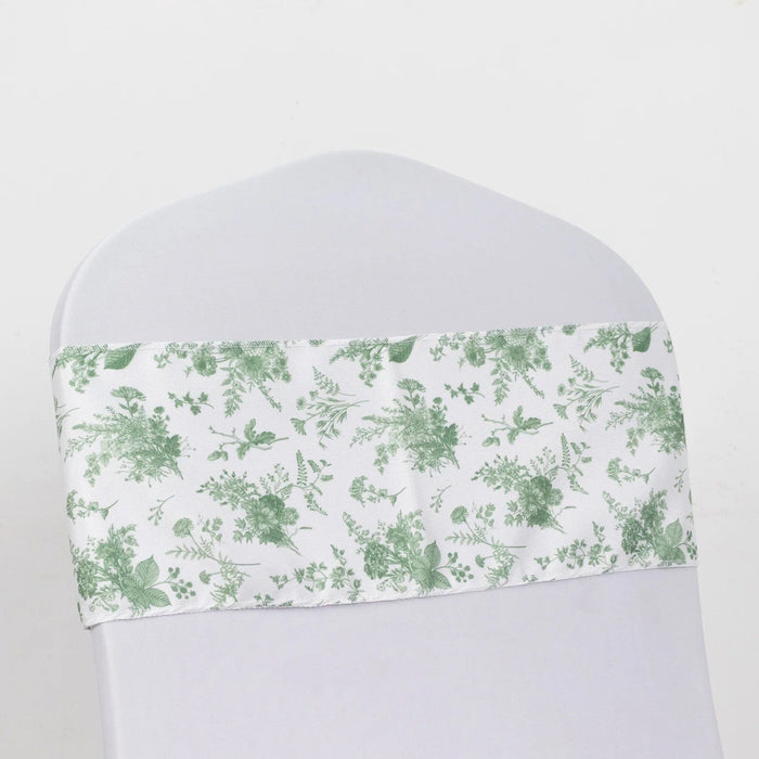 6" x 108" Floral Polyester Chair Sashes - Green SASH_PLY_FLOR_DSG