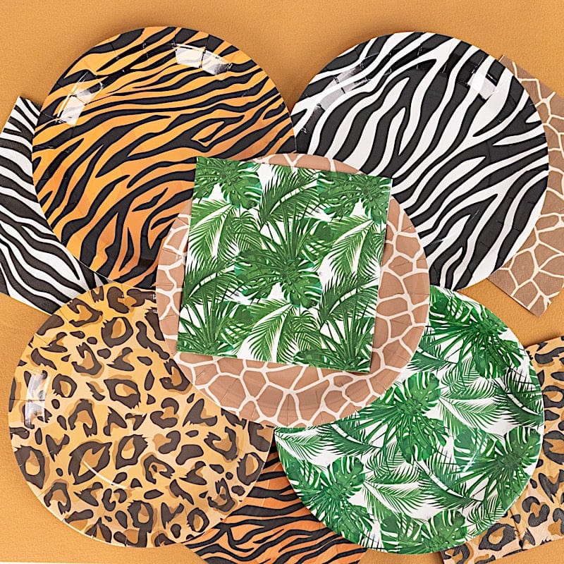 60 Animal Safari Print Paper Party Plates and Napkins Set DSP_PSET_R002_MIX_ANML