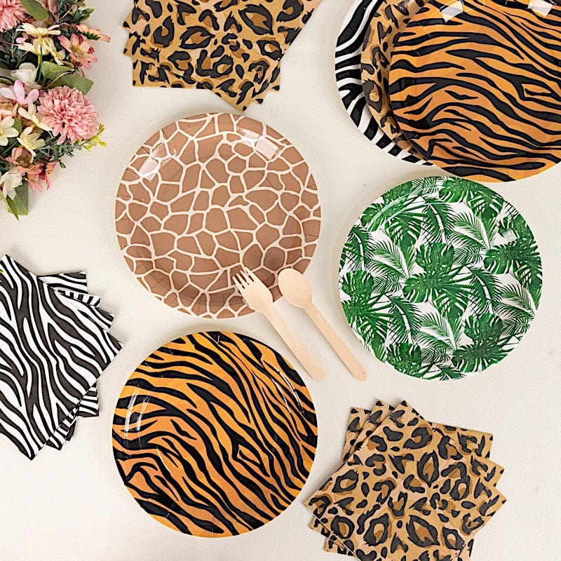 60 Animal Safari Print Paper Party Plates and Napkins Set DSP_PSET_R002_MIX_ANML