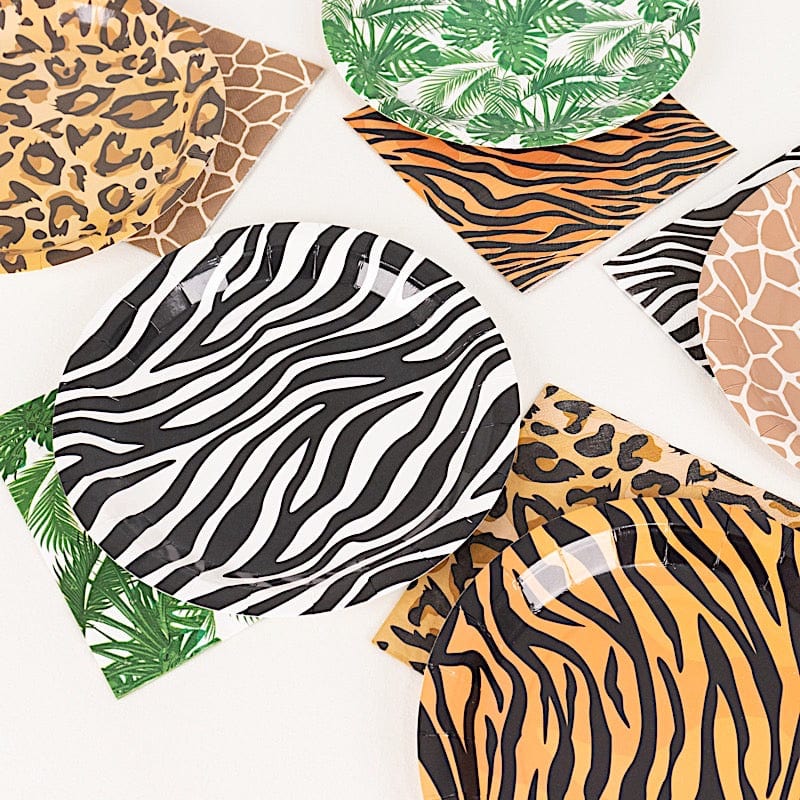 60 Animal Safari Print Paper Party Plates and Napkins Set DSP_PSET_R002_MIX_ANML