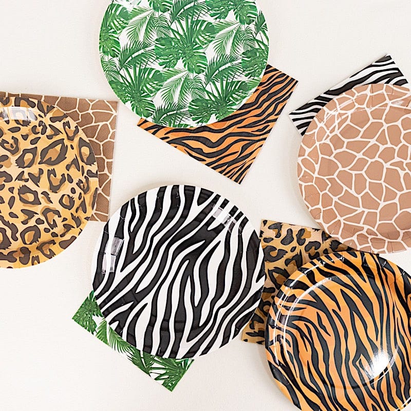 60 Animal Safari Print Paper Party Plates and Napkins Set DSP_PSET_R002_MIX_ANML