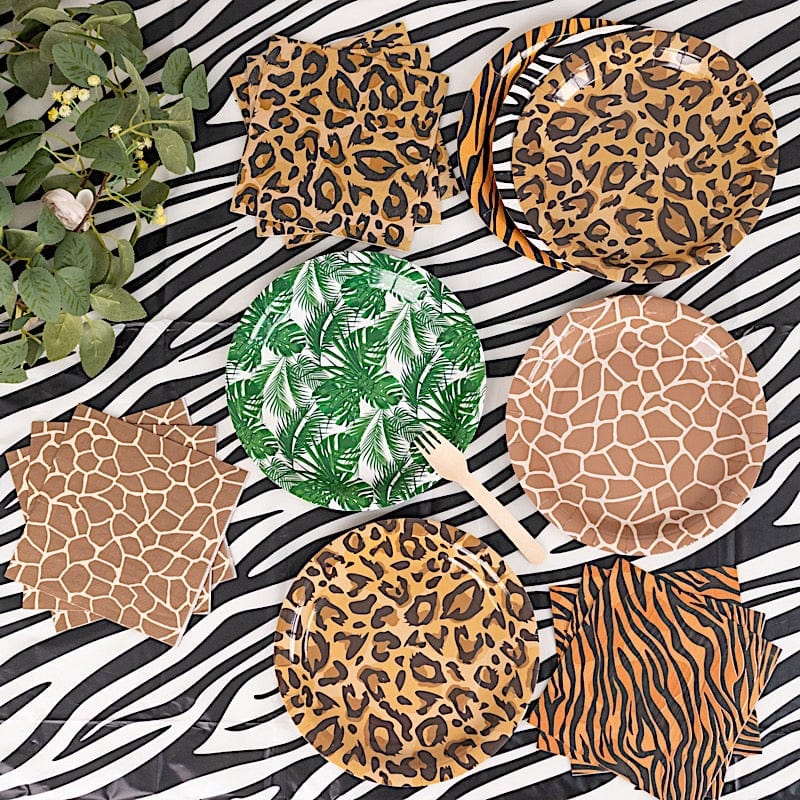 60 Animal Safari Print Paper Party Plates and Napkins Set DSP_PSET_R002_MIX_ANML