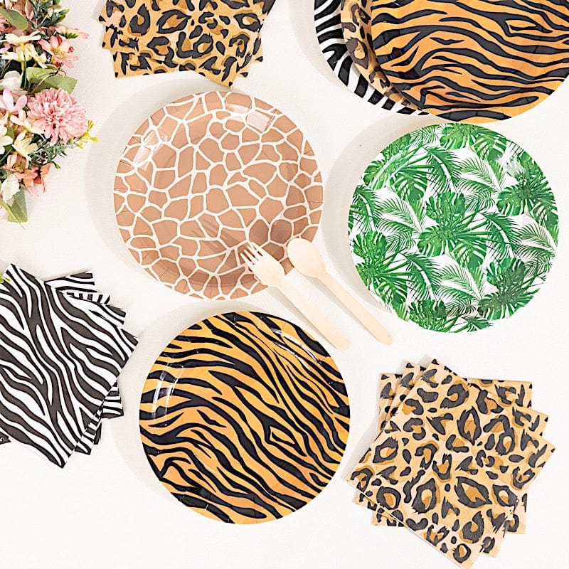 60 Animal Safari Print Paper Party Plates and Napkins Set DSP_PSET_R002_MIX_ANML