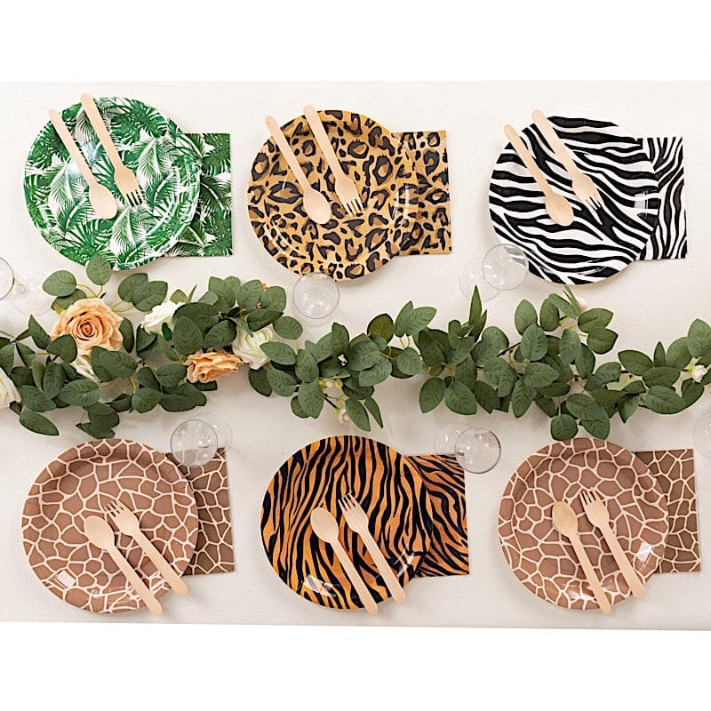 60 Animal Safari Print Paper Party Plates and Napkins Set DSP_PSET_R002_MIX_ANML