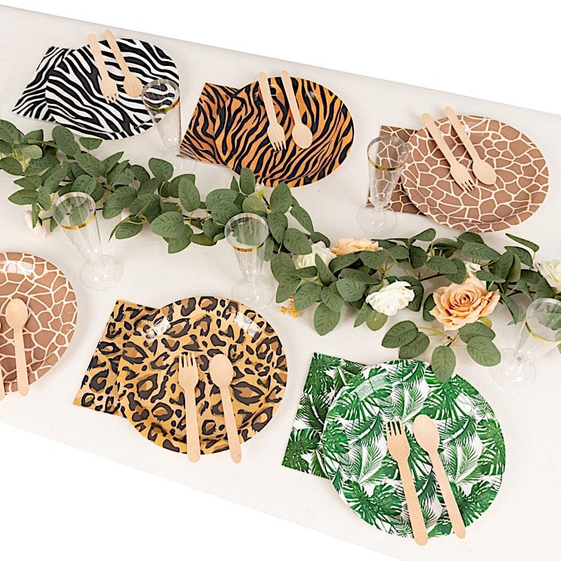 60 Animal Safari Print Paper Party Plates and Napkins Set DSP_PSET_R002_MIX_ANML