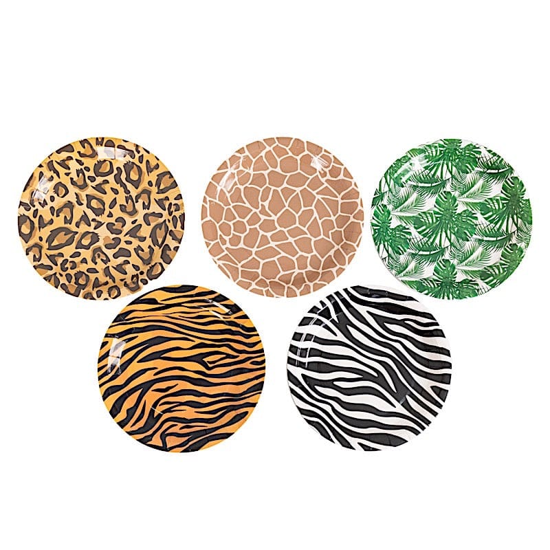 60 Animal Safari Print Paper Party Plates and Napkins Set DSP_PSET_R002_MIX_ANML