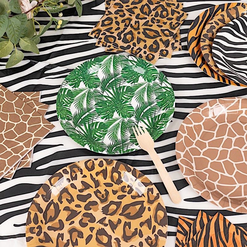 60 Animal Safari Print Paper Party Plates and Napkins Set DSP_PSET_R002_MIX_ANML