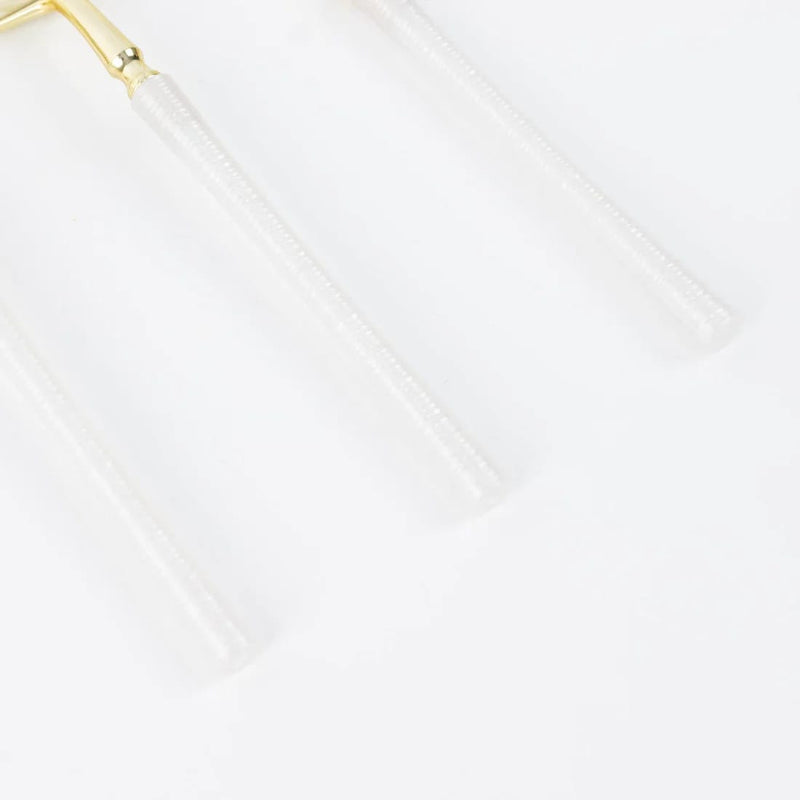 60 Gold Plastic Cutlery Fork Spoon Knife Set with White Handle - Disposable Tableware DSP_YY0018_BR_8_WHGD_PK60