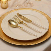 60 Gold Plastic Cutlery Fork Spoon Knife Set with White Handle - Disposable Tableware DSP_YY0018_BR_8_WHGD_PK60