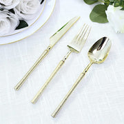 60 Plastic Cutlery Fork Spoon Knife Set with Ribbed Handle - Disposable Tableware