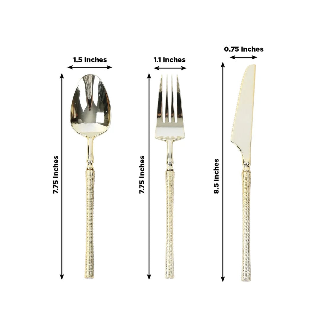 60 Plastic Cutlery Fork Spoon Knife Set with Ribbed Handle - Disposable Tableware