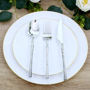 60 Plastic Cutlery Fork Spoon Knife Set with Ribbed Handle - Disposable Tableware