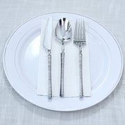 60 Plastic Cutlery Fork Spoon Knife Set with Ribbed Handle - Disposable Tableware