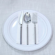 60  Plastic Silverware Set with Beaded Handles - Disposable Cutlery