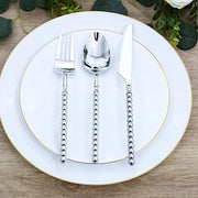 60  Plastic Silverware Set with Beaded Handles - Disposable Cutlery