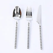 60  Plastic Silverware Set with Beaded Handles - Disposable Cutlery