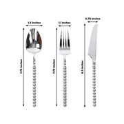 60  Plastic Silverware Set with Beaded Handles - Disposable Cutlery