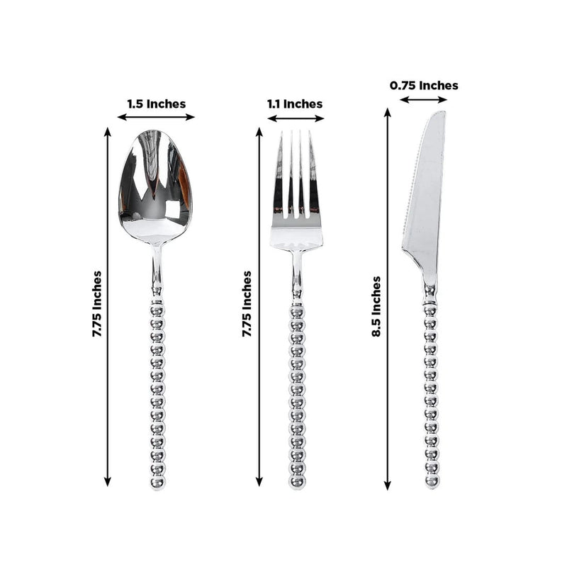 60  Plastic Silverware Set with Beaded Handles - Disposable Cutlery