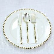 60  Plastic Silverware Set with Beaded Handles - Disposable Cutlery