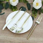 60  Plastic Silverware Set with Beaded Handles - Disposable Cutlery