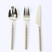 60  Plastic Silverware Set with Beaded Handles - Disposable Cutlery