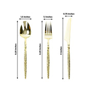 60  Plastic Silverware Set with Faceted Hammered Handles - Disposable Cutlery
