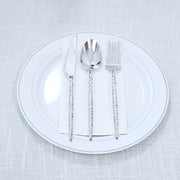 60  Plastic Silverware Set with Faceted Hammered Handles - Disposable Cutlery