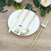 60  Plastic Silverware Set with Faceted Hammered Handles - Disposable Cutlery