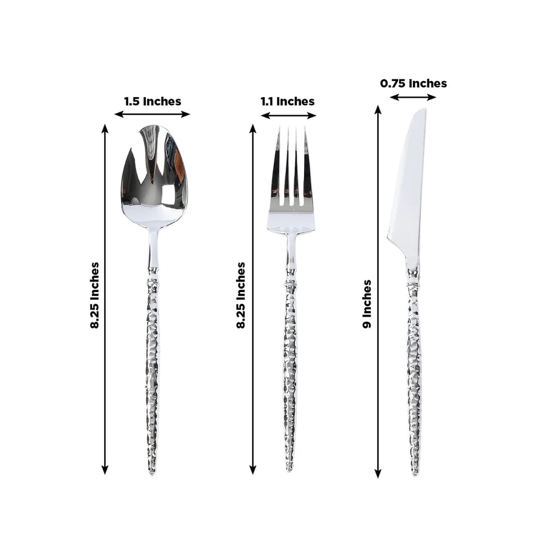 60  Plastic Silverware Set with Faceted Hammered Handles - Disposable Cutlery