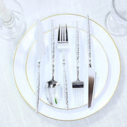 60  Plastic Silverware Set with Faceted Hammered Handles - Disposable Cutlery